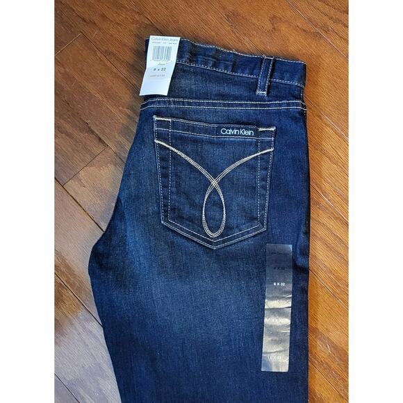 NWT Calvin Klein Jeans Women's Size 6 Blue Low Rise Flare Dark Wash - Picture 11 of 15